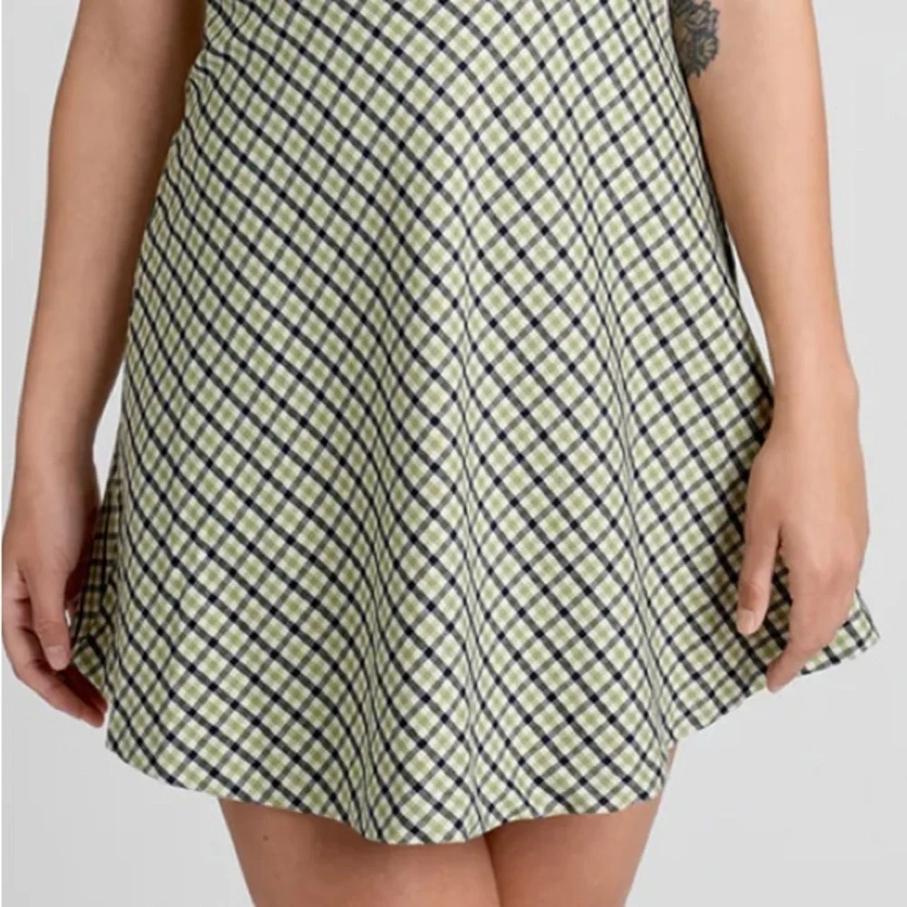 ModCloth Princess Highway Plaid Sleeveless Green Black Skater Dress Sz 8 Medium